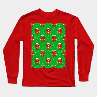 CHRISTMAS Owl Pattern Green Long Sleeve T-Shirt